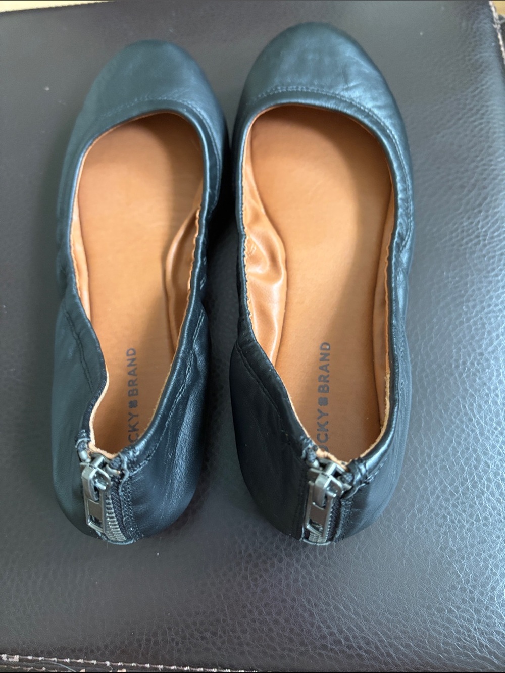 Lucky Brand Black Leather Ballet Flats - Picture 2 of 5